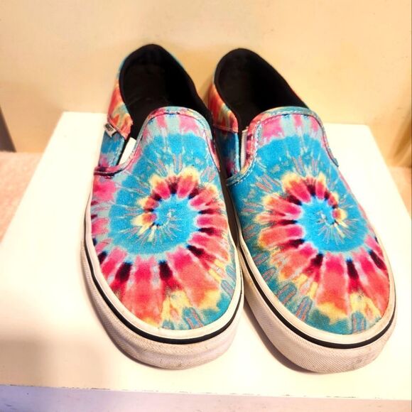VANS "Asher Grateful Dead" Tie Dye Canvas Slip-On Sneakers Wmns 7.5/38 Ret $135 - Picture 1 of 6